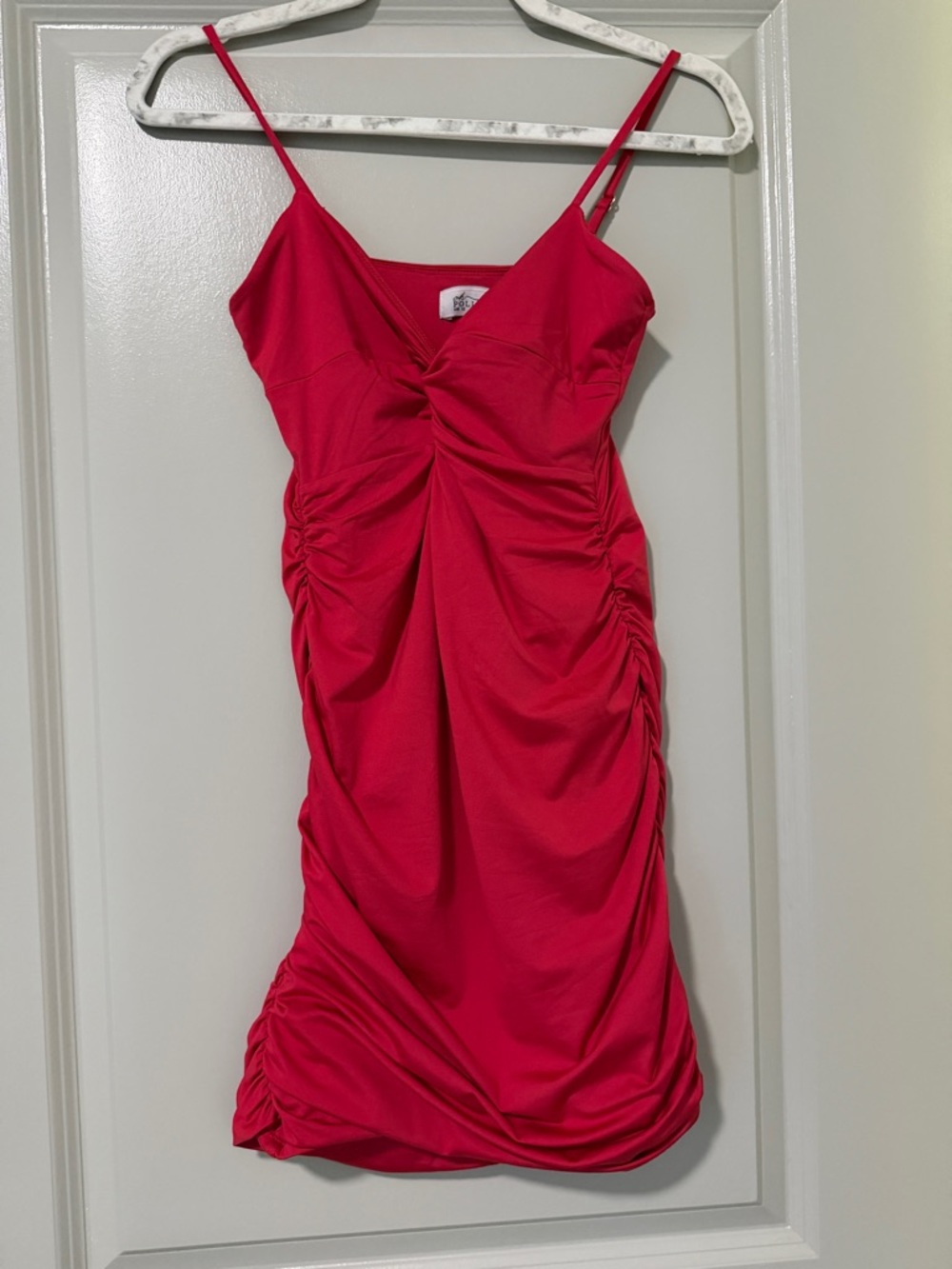 Oh Polly Pink Ruched Twist Front Dress